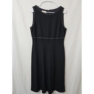 Vtg Talbots Sz 14 Black A Line Dress Lined Corpcore Boardroom Office Siren LBD